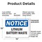 Signmission Lithium Battery Waste, 14 in W x Rectangle, Plastic OS-2PACK-NS-P-1014-L-15885 - alternate 3